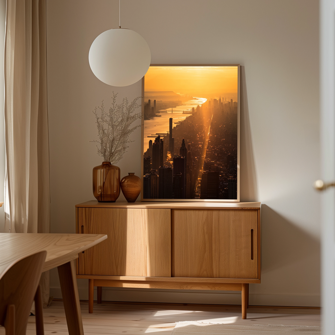 Gyldne Øjeblikke – New York Hudson Solnedgang